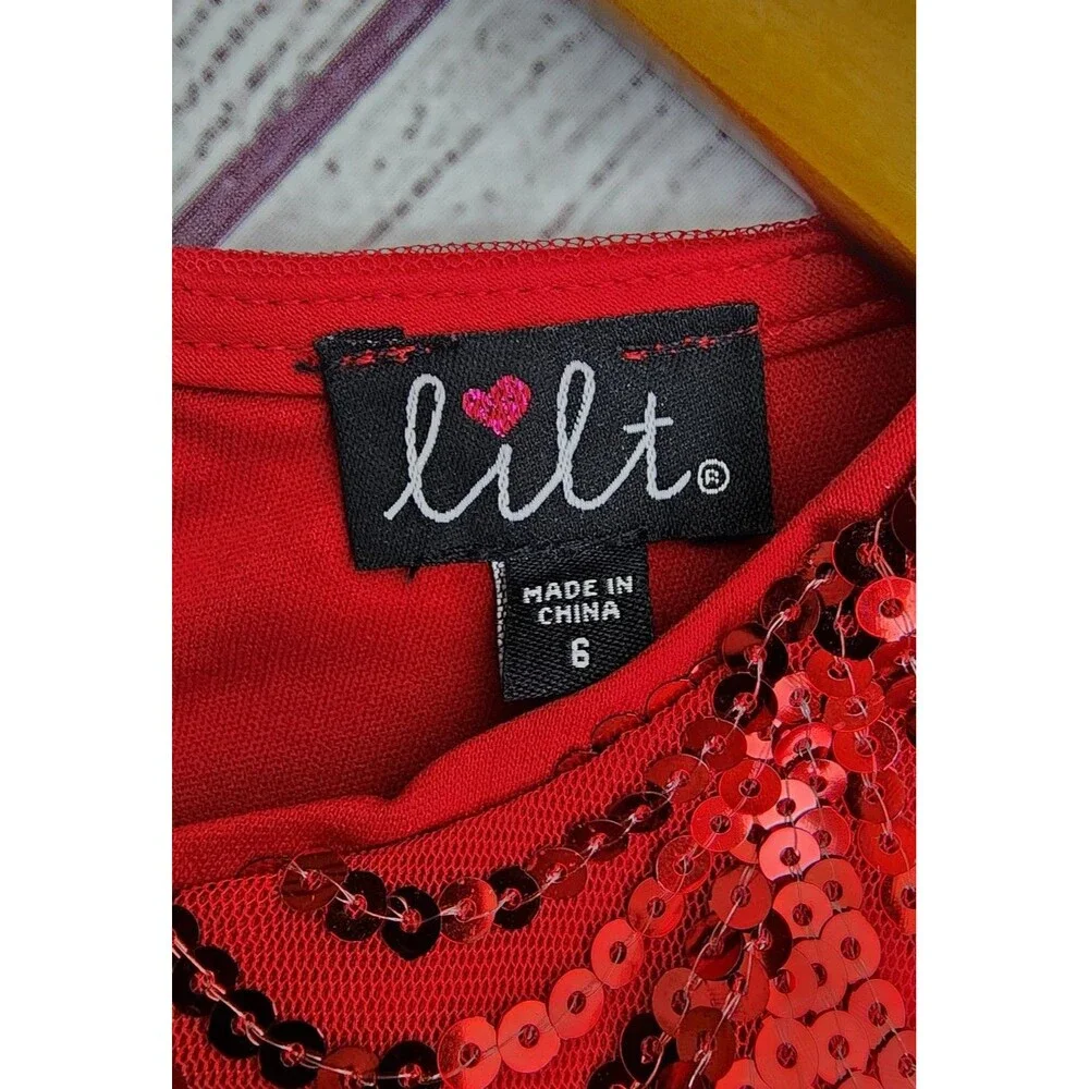 Lilt red sequin Tulle dress Girls 6 Party Holiday Birthday